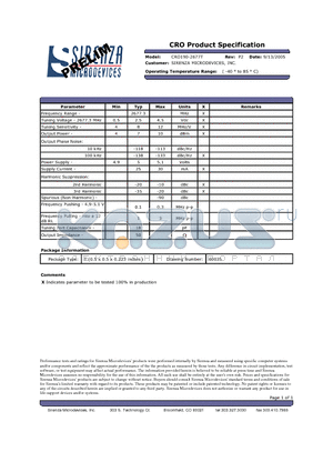 CRO190-2677T datasheet - CRO Product Specification