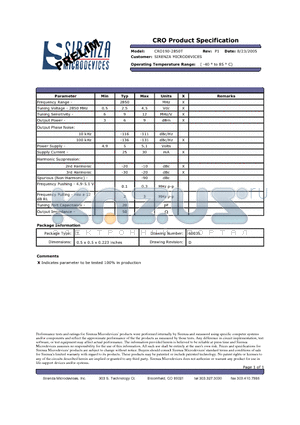 CRO190-2850T datasheet - CRO Product Specification