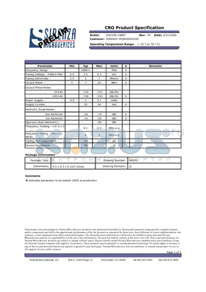 CRO190-2488T datasheet - CRO Product Specification