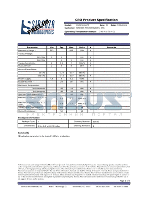 CRO190-867T datasheet - CRO Product Specification