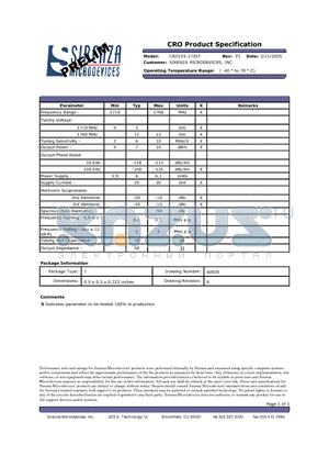 CRO193-1735T datasheet - CRO Product Specification