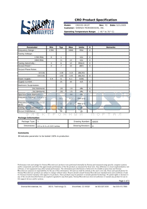CRO193-1810T datasheet - CRO Product Specification