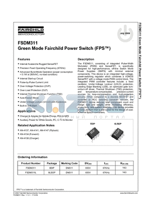 FSDM311 datasheet - Green Mode Fairchild Power Switch (FPS TM)