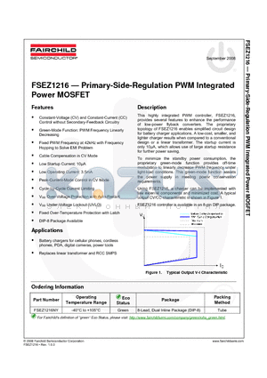 FSEZ1216NY datasheet - Primary-Side-Regulation PWM Integrated Power MOSFET