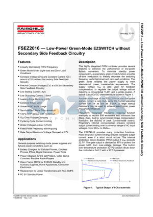 FSEZ2016_10 datasheet - Low-Power Green-Mode EZSWITCH without Secondary Side Feedback Circuitry