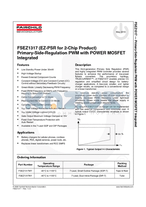 FSEZ1317 datasheet - Primary-Side-Regulation PWM with POWER MOSFET Integrated