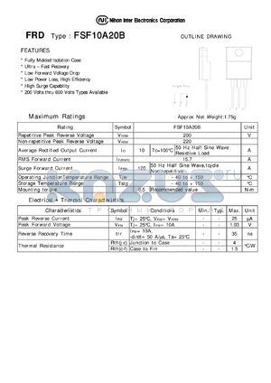 FSF10A20B datasheet - FRD - Low Forward Voltage Drop