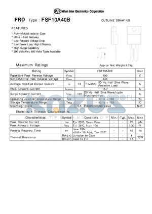 FSF10A40B datasheet - FRD - Low Forward Voltage Drop