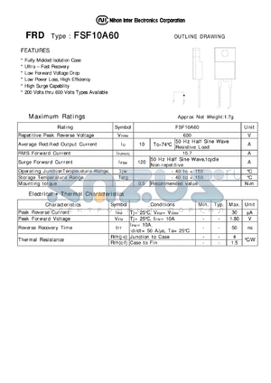 FSF10A60 datasheet - Low Forward Voltage Drop Diode