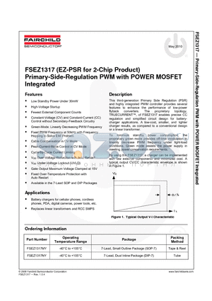 FSEZ1317NY datasheet - Primary-Side-Regulation PWM with POWER MOSFET Integrated