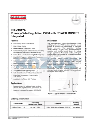 FSEZ1317AMY_F116 datasheet - Primary-Side-Regulation PWM with POWER MOSFET Integrated