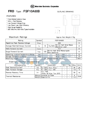 FSF10A60B datasheet - FRD - Low Forward Voltage Drop