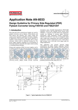 FSEZ13X7 datasheet - Primary Side Regulated (PSR) Flyback Converter