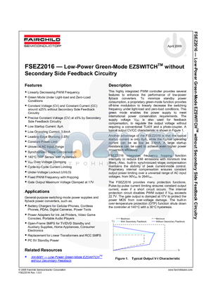 FSEZ2016 datasheet - Low-Power Green-Mode EZSWITCHTM without Secondary Side Feedback Circuitry