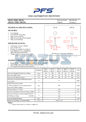 DR351 datasheet - DISH AUTOMOTIVE RECTIFIER