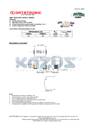 DR352-1 datasheet - SMD INDUCTOR