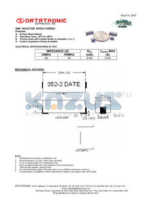 DR352-2 datasheet - SMD INDUCTOR