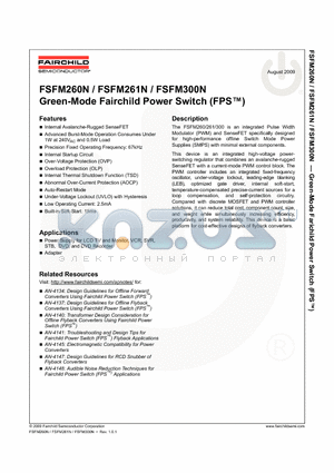 FSFM260N datasheet - Green-Mode Fairchild Power Switch (FPS™)