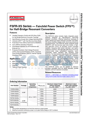FSFR2100XSL datasheet - Fairchild Power Switch (FPS) for Half-Bridge Resonant Converters