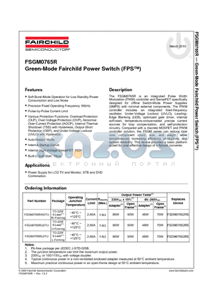 FSGM0765R datasheet - Green-Mode Fairchild Power Switch