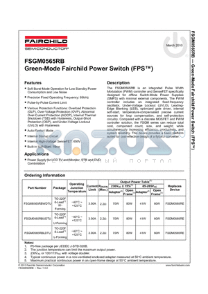 FSGM0565RBUDTU datasheet - Green-Mode Fairchild Power Switch