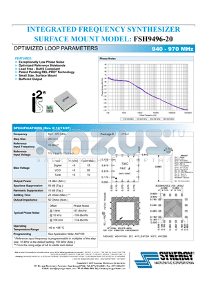 FSH9496-20 datasheet - INTEGRATED FREQUENCY SYNTHESIZER