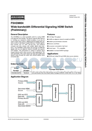 FSHDMI04 datasheet - Wide-bandwidth Differential Signaling HDMI Switch