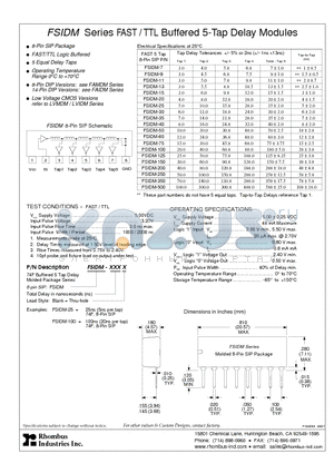 FSIDM-100 datasheet - FSIDM Series FAST / TTL Buffered 5-Tap Delay Modules