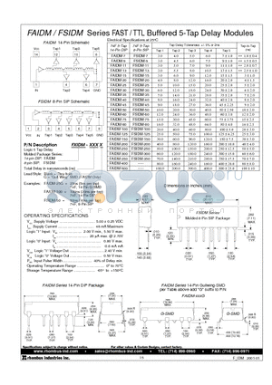 FSIDM-350 datasheet - FAST / TTL Buffered 5-Tap Delay Modules