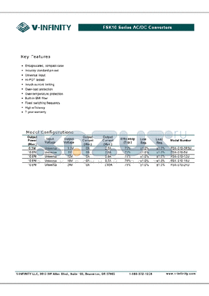 FSK-S10-24U datasheet - FSK10 SERIES AC/DC CONVERTERS