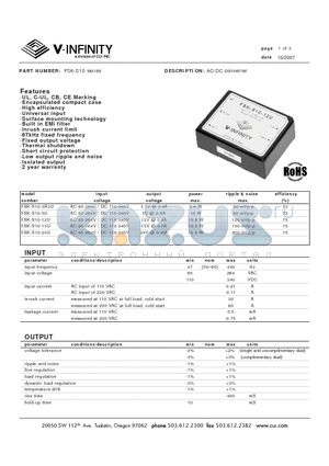 FSK-S10-15U datasheet - AC-DC converter