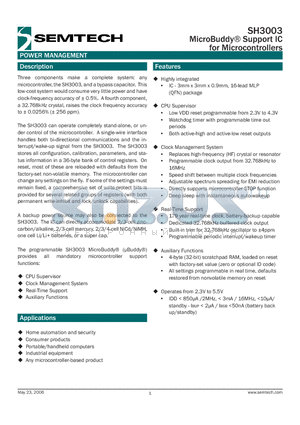 EVK-SH3000USB datasheet - MicroBuddy^ Support IC for Microcontrollers