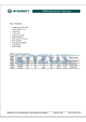 FSK-S15 datasheet - FSK15 SERIES AC/DC CONVERTERS