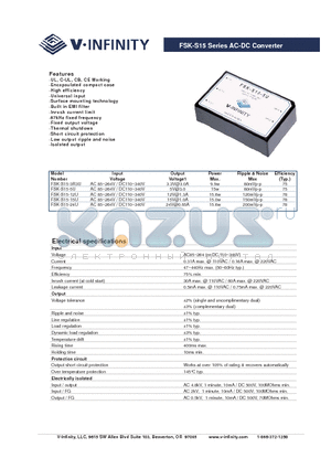 FSK-S15-15U datasheet - FSK-S15 Series AC-DC Converter