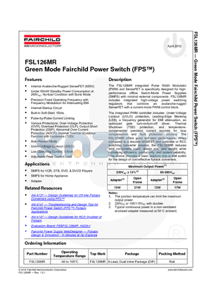 FSL126MR datasheet - Green Mode Fairchild Power Switch (FPS)