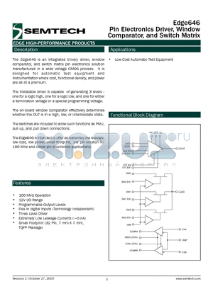 EVM646ATF datasheet - Pin Electronics Driver, Window Comparator, and Switch Matrix