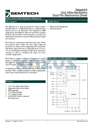 EVM693AHJ datasheet - 500 MHz Monolithic Dual Pin Electronics Driver