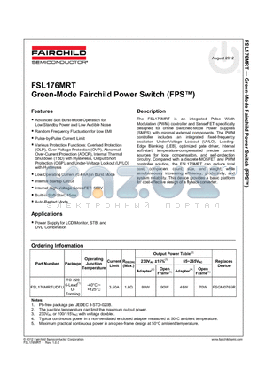 FSL176MRT datasheet - Green-Mode Fairchild Power Switch (FPS)