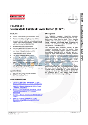 FSL206MRL datasheet - Green Mode Fairchild Power Switch (FPS)