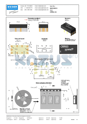 CRR03-1A datasheet - CRR Reed Relay