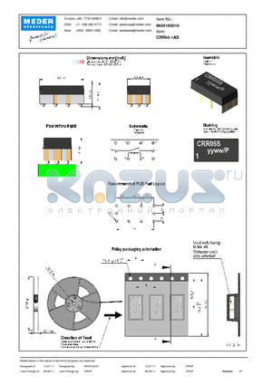 CRR05-1AS datasheet - CRR Reed Relay