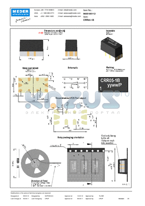 CRR05-1B datasheet - CRR Reed Relay