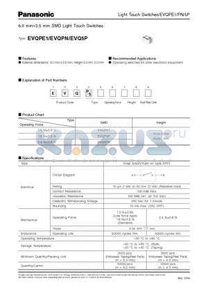 EVQ5PN04K datasheet - 6.0 mm3.5 mm SMD Light Touch Switch es