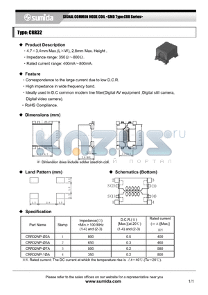 CRR32NP-07A datasheet - SIGNAL COMMON MODE COIL <SMD Type:CRR Series>