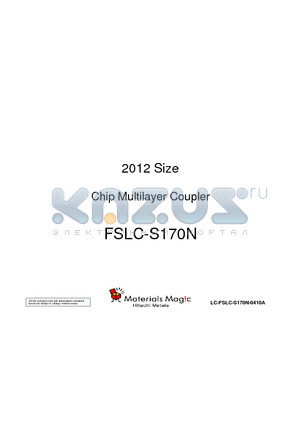 FSLC-S170N datasheet - 2012 Size Chip Multilayer Coupler