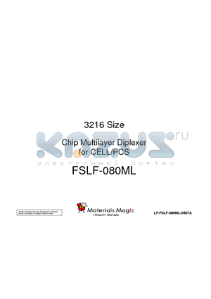 FSLF-080ML datasheet - 3216 Size Chip Multilayer Diplexer for CELL/PCS