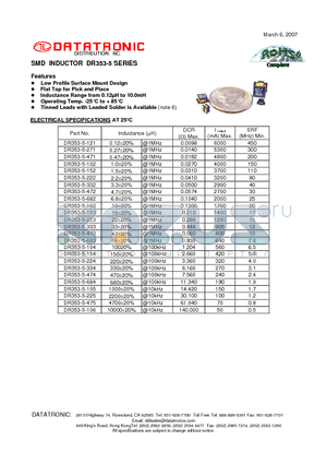 DR353-5-152 datasheet - SMD INDUCTOR