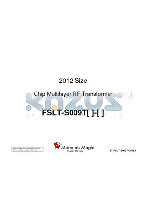 FSLT-S009T datasheet - 2012 Size Chip Multilayer RF Transformer