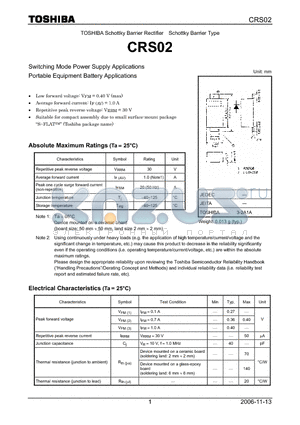 CRS02_06 datasheet - Switching Mode Power Supply Applications