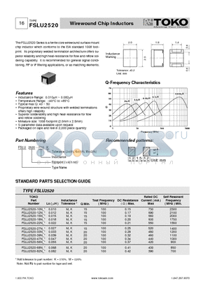 FSLU2520-R10J datasheet - Wirewound Chip Inductors